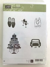 Stampin' Up 5 Piece Red Rubber Cling Stamp Set JUST MARRIED