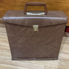 Vintage Faux Brown Leather RECORD STORAGE LP 12" Carry CASE