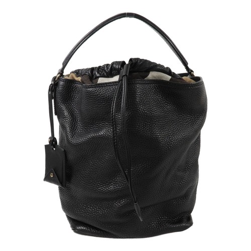 BURBERRY GHW Ashby Leather Hobo 2 Way Shoulder Bag Calfskin Leather Black