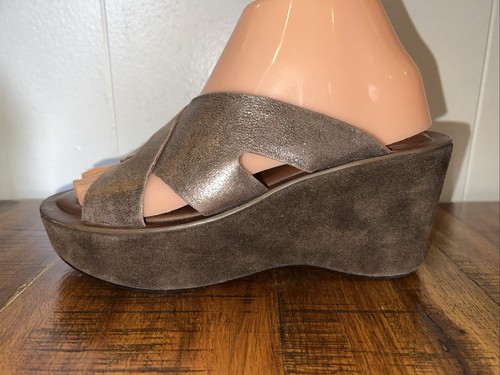 Sandali donna Kork-Ease taglia 7 M/W comodi in pelle con zeppa marrone metallizzato K0084 - Foto 10 di 13