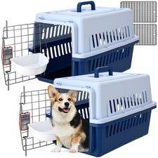 2 Sets 19" Travel Pet Carrier for Small Dogs and Cats Hard-Sided Plastic Dog ...
