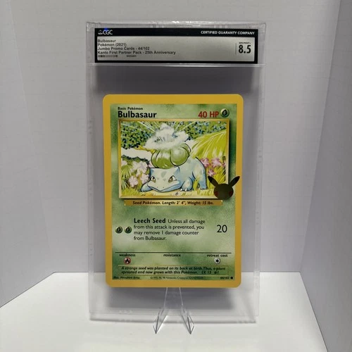 Bulbasaur 2021 #44 Jumbo Promo Card 25th Anniversary CGC Graded 8.5