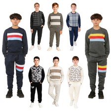 Boys Girls Tracksuit Kids Jumper Joggers Bottoms Set Childrens Sports Suit 3-14Y