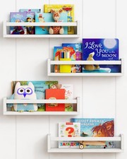 Floating Nursery Book Shelves for Wall Set of 4, White Wall Bookshelf for Roo...