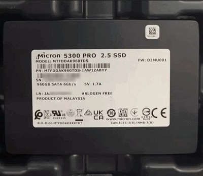 Micron 5300 Pro 2.5'' 960G SATA SSD MTFDDAK960TDS-1AW1ZABYY 100% Health