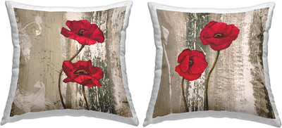 Rustic Poppies Throw Pillow Set by Brian Foster - 2 Decorative Cushions