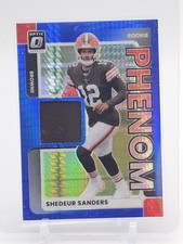 SHEDEUR SANDERS 2025 DONRUSS OPTIC ROOKIE PHENOM BLUE HYPER PRIZM PATCH Q3215