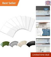 Peel and Stick Backsplash Tiles 3x6 Inches PVC 100 Pieces Modern Marble White