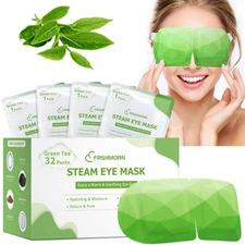 FRSHMORN 32 Packs Steam Eye Mask, 1 Count (Pack of 1), 32Packs Green Tea 