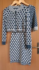 Damen Anzug Clips Made in Italy - Kleid + Jacke Pois Muster