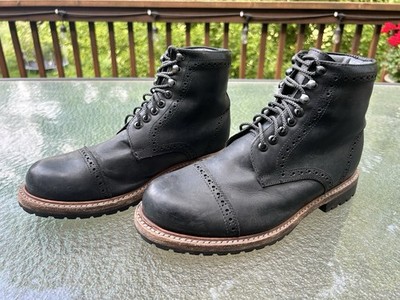 Men's WILCOX FAIRFAX Cap Toe Goodyear Welt Black Heritage Leather Boots Sz-8.5