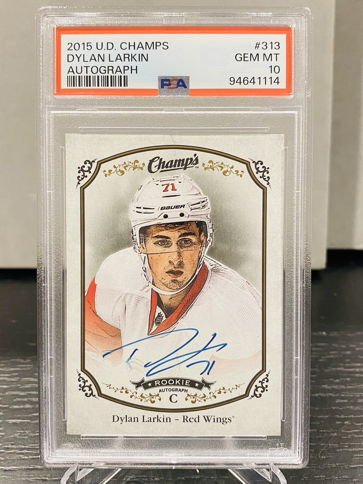 2015-16 UPPER DECK CHAMPS AUTOGRAPHS DYLAN LARKIN ROOKIE AUTO PSA 10 POP 2 RARE