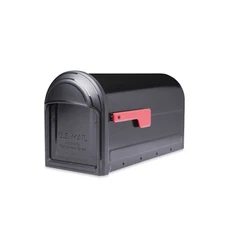 Barrington Mailbox Black with Red Flag,Post-Mount,Black,8.5x11x20.6-In. - 7900-1