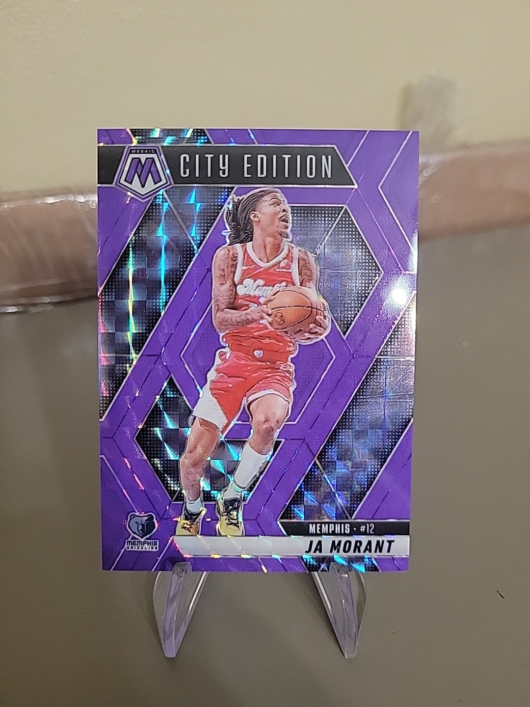2024-25 Panini Mosaic #281 Ja Morant Purple Fluorescent Mosaic #/249