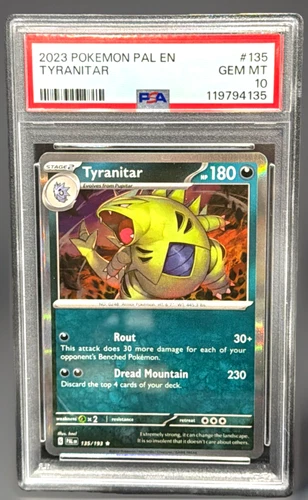 2023 POKEMON PALDEA EVOLVED TYRANITAR #135 PSA 10  HOLOFOIL⚡️⚡️