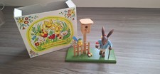 Osterhase Figur - Holz, Hasenmann, Wanderstock, Eierkorb, Pfeife, 15,5 Cm