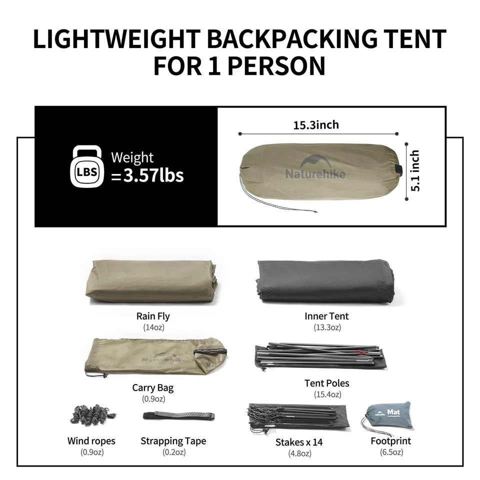 Barraca Cloud-Up 1 pessoa, tendas leves para mochila para um homem, à prova d'água... - Imagem 4 de 4