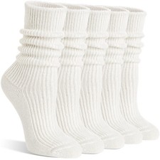 5 Pairs Women Merino Wool Slouch Boot Socks Warm Winter Thermal Scrunch