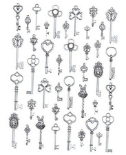 JIALEEY Vintage Skeleton Key Charms, 20 Type of 40PCS Antique Silver Key
