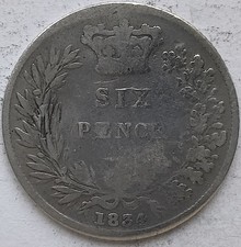 1834 William IV Sixpence Coin 9.25 Silver Fine Collectable Grade