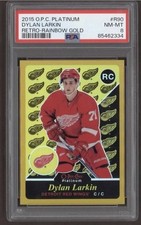 2015-16 O-Pee-Chee Platinum 90 Retro Rainbow Gold Dylan Larkin /149 ROOKIE PSA 8