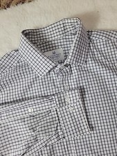 Mizzen Main Leeward Shirt Mens XL Blue Gingham Button Up Large Trim Fit Stretch