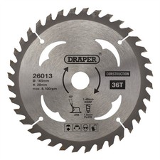 Draper TCT Cordless Construction Circular Saw Blade for Wood & Composites, 165 x