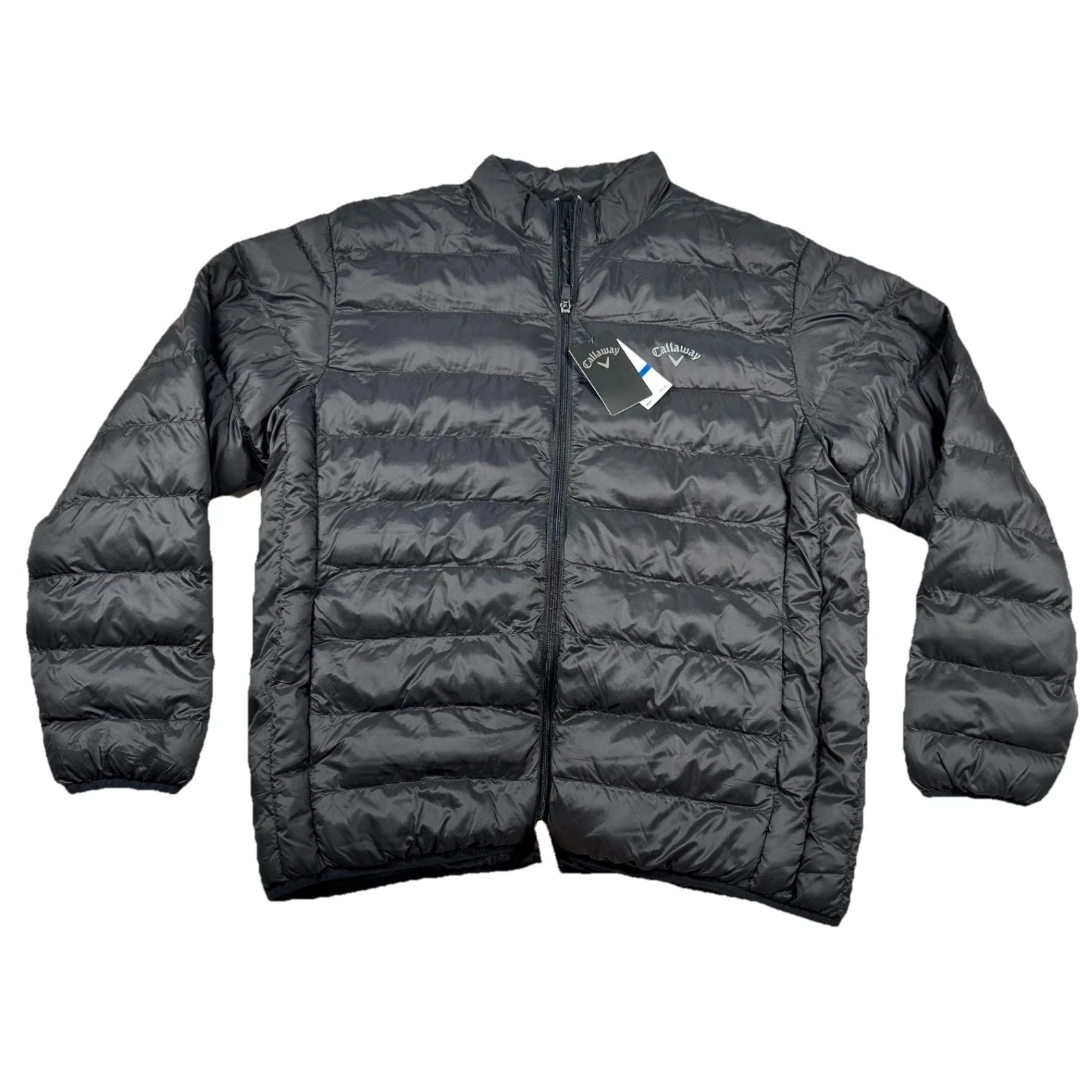 Callaway Puffer Jacket Mens XL Full Zip Quilted Golf Insulated Solid Black Layer