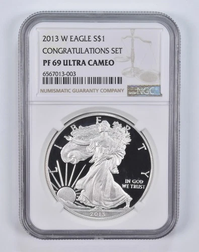 PF69 2013-W UCAM American Silver Eagle Congratulations Set NGC Brown Label *3335