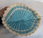 Vintage Crochet Pot Holder/Trivet Doll Dress -Handmade Blue w/Beige Trim — photo 5