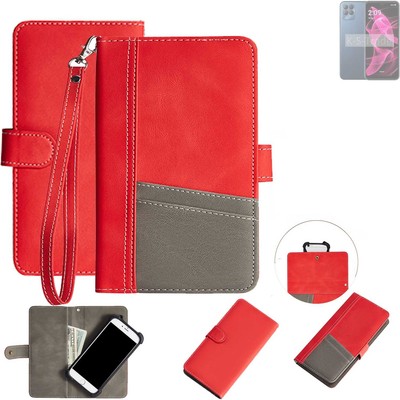 WALLETCASE HANDYTASCHE FÜR T-Mobile REVVL 6x ROT, GRAU SCHUTZ HÜLLE BOOK FLIP 