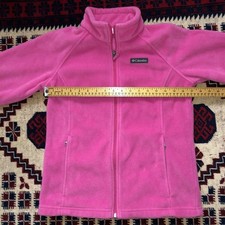 Columbia Benton Springs Fleece Pink Front Zip Pockets Jacket Girls Size L 14/16