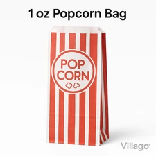 Carnival King Popcorn Bags 1 oz 3.5x2.25x8.25 Red/White – 100/250/500/1000 PCS