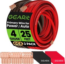 4 Gauge Battery Cable - 4 Gauge Wire Kit with 15 Lugs, 20 Heat Shrink Wrap, CCA