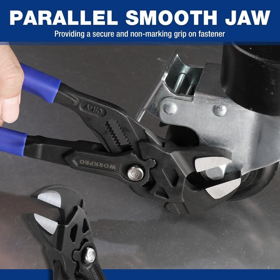 WORKPRO 10" Plier Wrench Adjustable Parallel Smooth Jaw Pliers CR-V Construction - Image 4 of 4