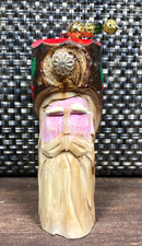 Santa Claus Hand Carved Christmas Ornament Painted Whittled Wood Folk Art OOAK