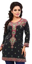 Tunic for Women Printed Short Crape Kurti Round Neck 3/4 Sleeves Top. - 1903-34.