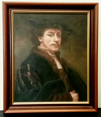 Öl-Gemälde, gerahmt, Portrait v. Rembrandt van Rijn, 50x60 cm, oil painting