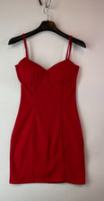 Saint Genies Bodycon Bra Cup Party Mini Dress Womens 8 Red Sleeveless Stretch