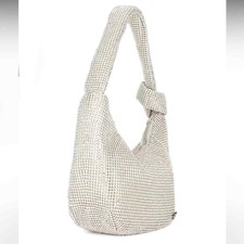 Olga Berg Polly Crystal Shoulder Bag In Silver