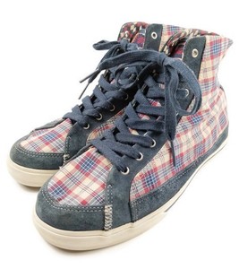 blue vans with checkered trim