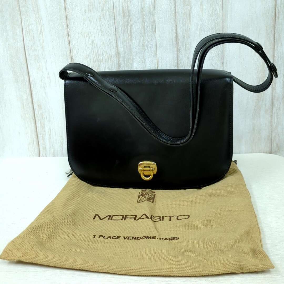 Morabito Leather Handbag Shoulder Bag Black Women's Used Morabito Leather Handbag Shoulder Bag Black Women's Used