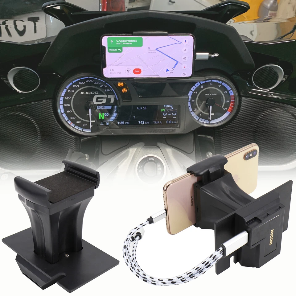 Soporte de navegación GPS para teléfono BMW K1600B K1600GT K1600GTL soporte de cargador USB Foto 3 de 4