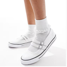 Converse Dainty Low Top Mary Jane Canvas Trainers Black / White A11551C A11552C