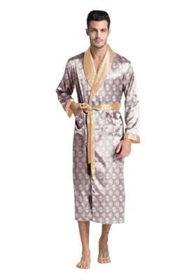 Mens Silk Satin Robe - Brocade - Famous Maker 