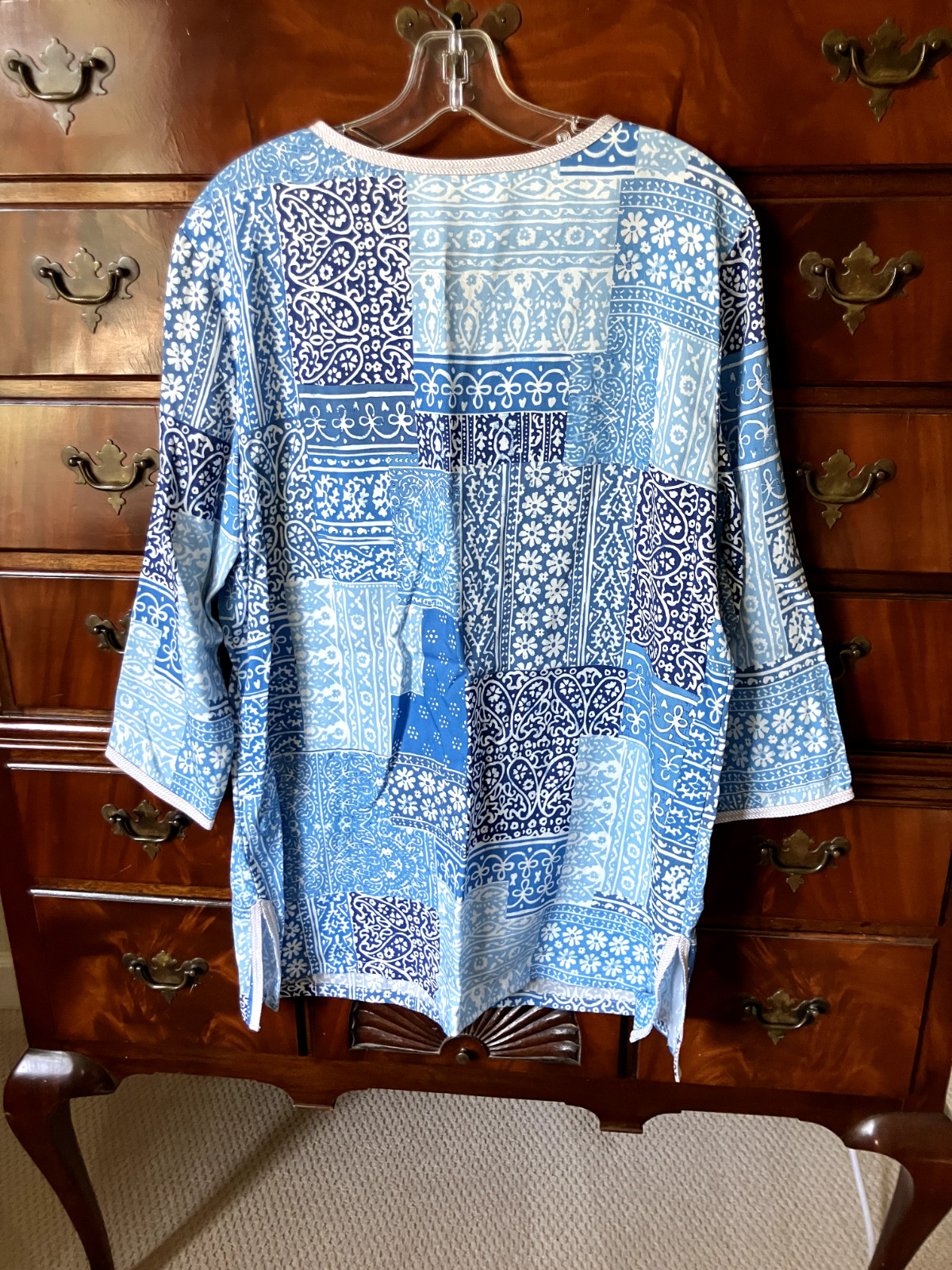 J McLaughlin womens blue patchwork tunic Size XL … - image 3