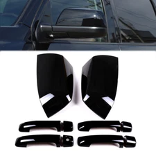 For 2007-21 Toyota Tundra Sequoia GLOSS BLACK Door Handle COVERS+Mirrors Cover