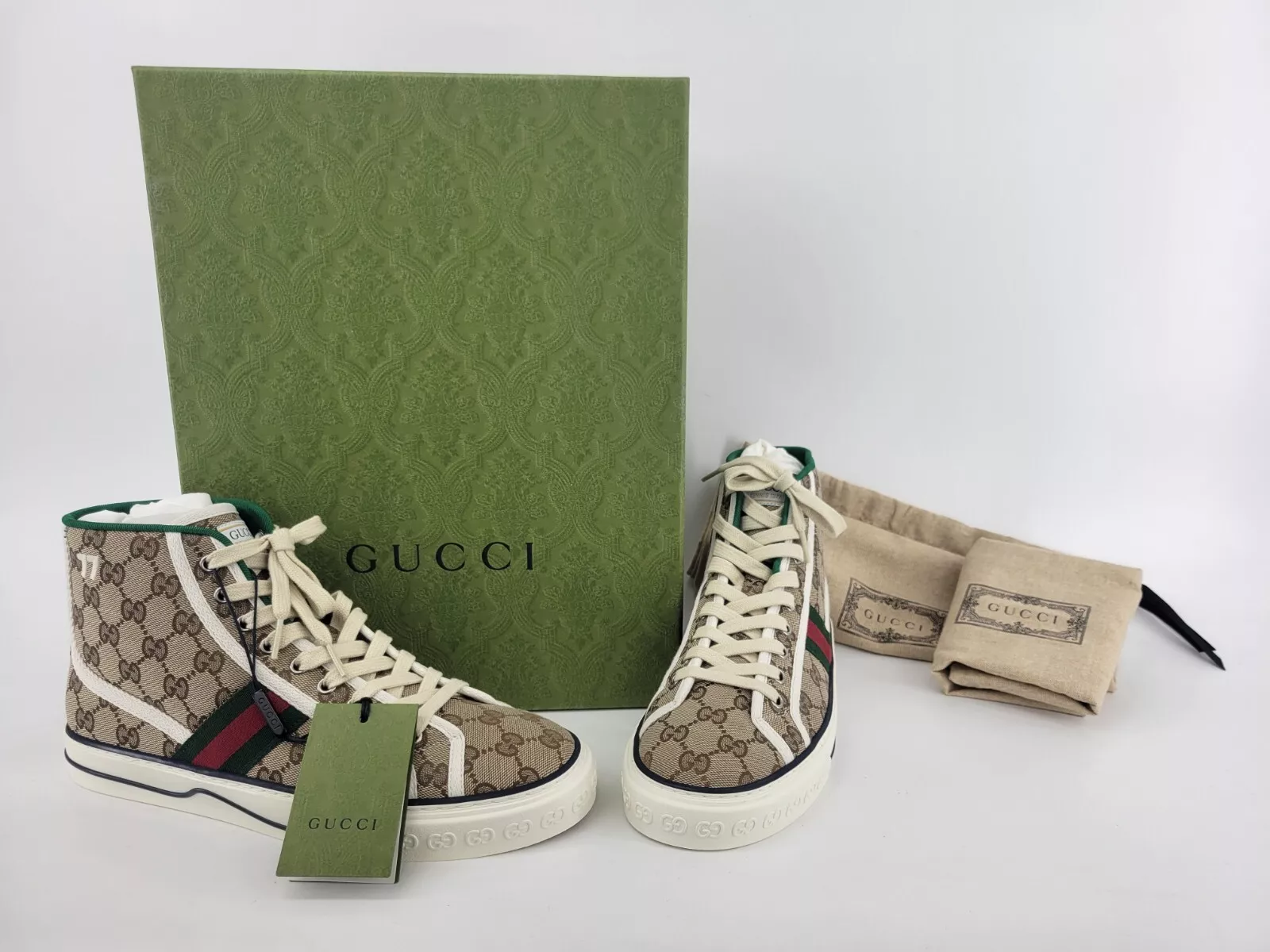 Baskets hautes pour hommes Gucci Tennis 1977 taille US 8,5 neuves dans leur boîte livrées gratuites (21632)