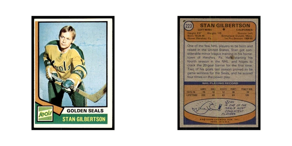 Stan Gilbertson 1974 Topps #223 Hockey Cards Hockey Card EX - Image 3 of 3