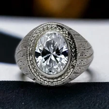 Moissanite Gemstone With 925 Sterling Silver Groom Ring For Men's #AL855